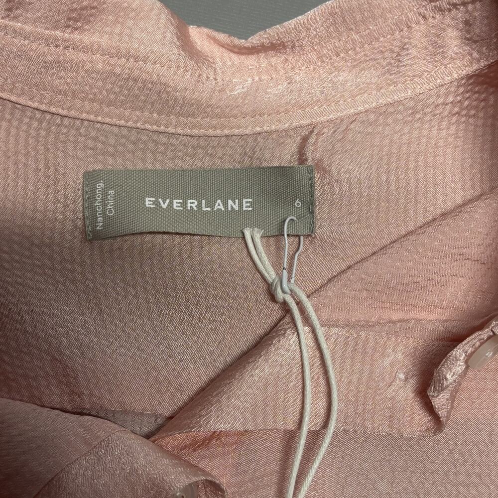 Everlane Shirt Women 6 Pink Textured Button Down Long Sleeve Relaxed Viscose NWT - Picture 7 of 13
